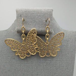Gold Colored Butterfly Earrings